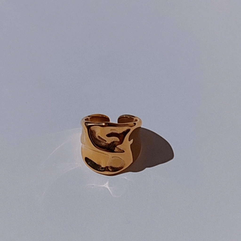 Anillo Geométrico Acero Oro Marte