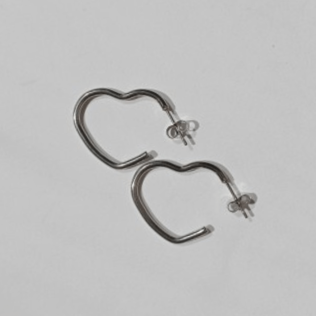 Aros Pendientes Corazon Mediano de Acero inoxidable