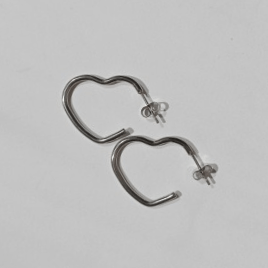 Aros Pendientes Corazon Mediano de Acero inoxidable