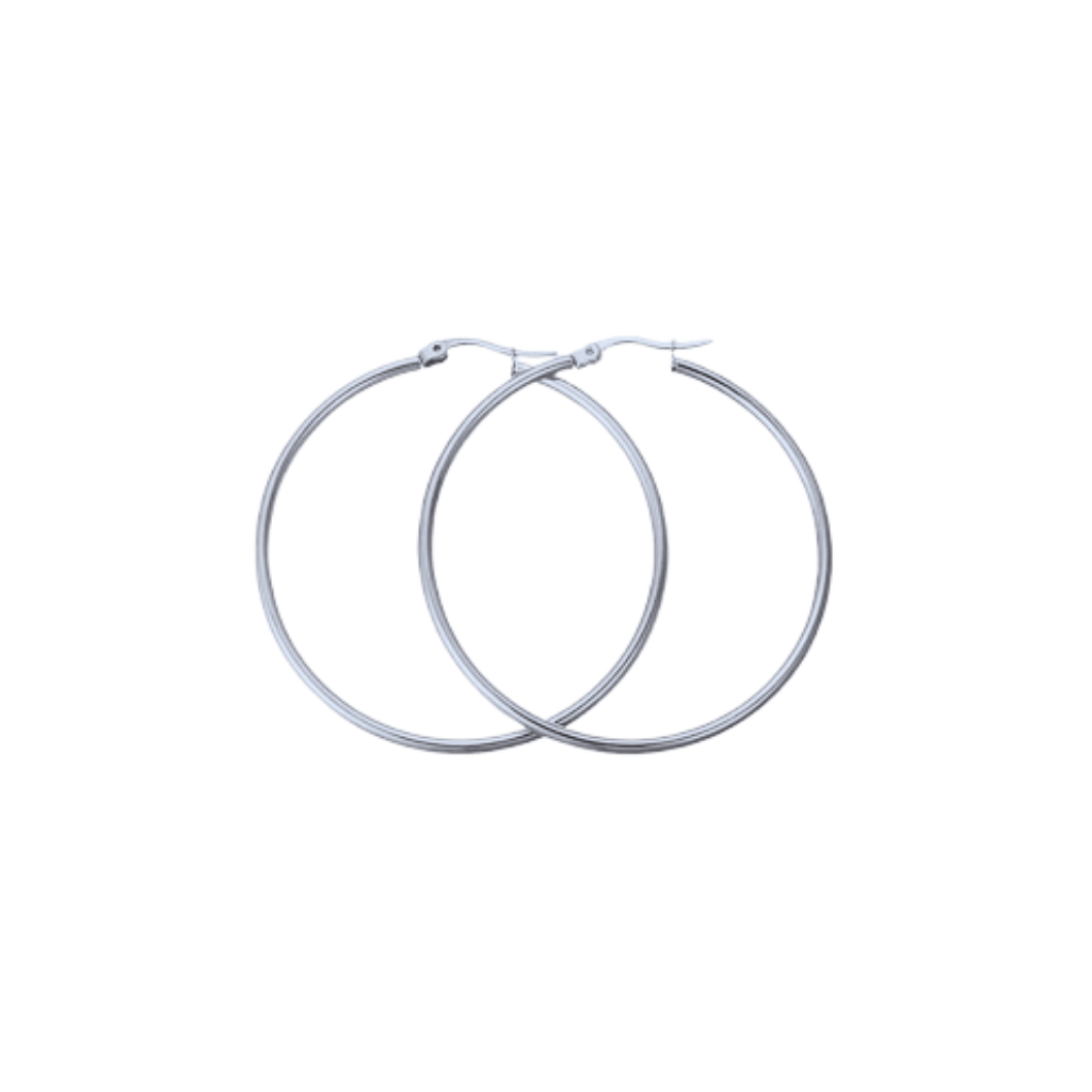 Imagen Pendientes Aro Acero Plateado Hilo Fino 3cm fondo blanco 2