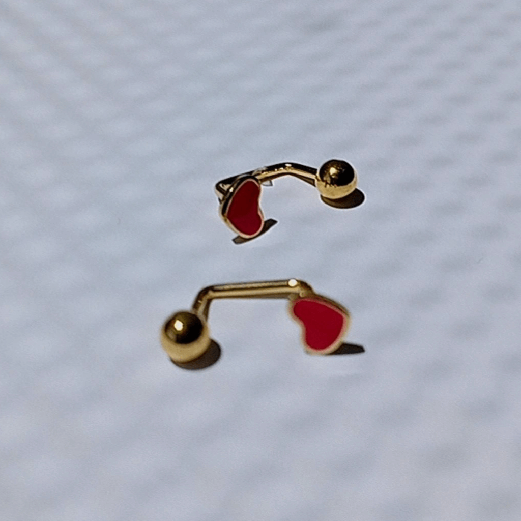 Pendientes Doble Bolita Corazón Rojo 
