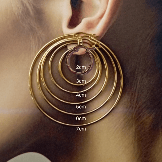 Imagen de diferentes tamaños de pendientes de aro