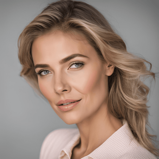 Mujer Cáncer luciendo joyas con piedra luna y perlas en tonos suaves