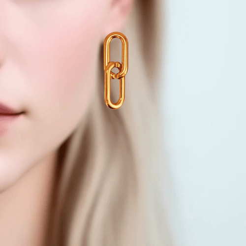 Pendientes de eslabones Link dorados y plateados de hhedderich, perfectos para un look elegante y moderno.