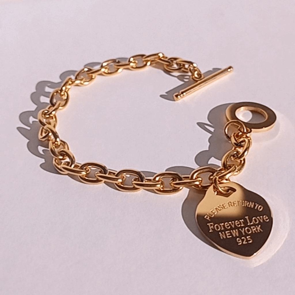 Pulsera Eslabon Colgante Corazón Acero Titanio