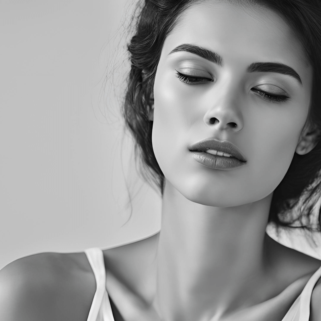 Mujer Géminis, sobre fondo luminoso.