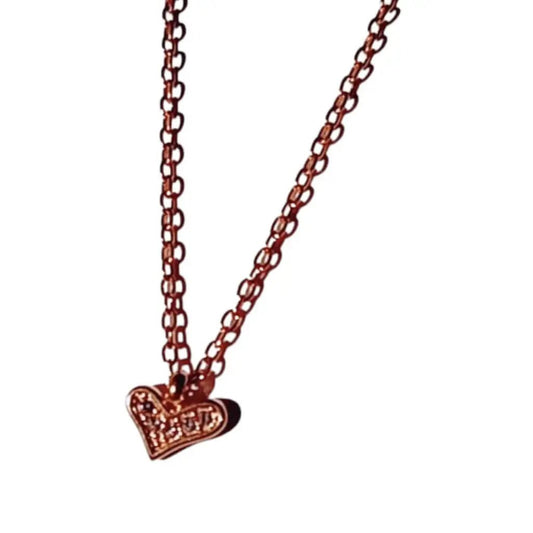 Collar acero oro colgante corazon con mini cristales hhedderich.com