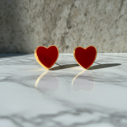 Pendientes corazón esmaltado de acero inoxidable Lovely