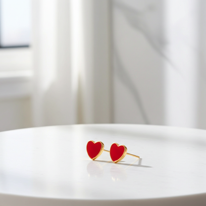 Imagen de Pendiente corazón esmaltado de acero inoxidable 