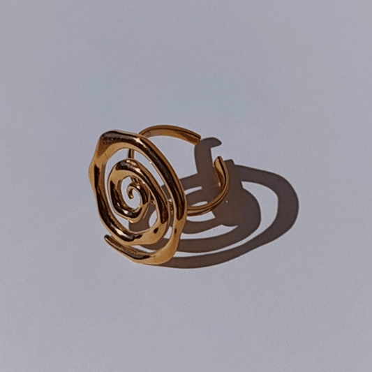 Imagen de Anillo Espiral Hilo Rosca Acero Oro