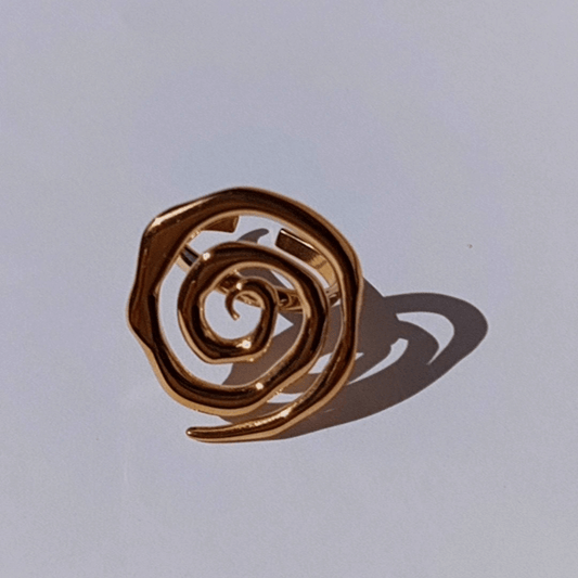 Anillo Espiral Hilo Rosca Acero Oro