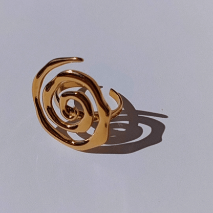 Imagen de Anillo Espiral Hilo Rosca Acero Oro fondo blanco