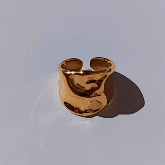 Anillo Geométrico Acero Oro Marte