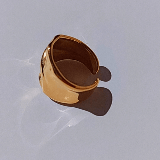 Anillo Geométrico Acero Oro Marte
