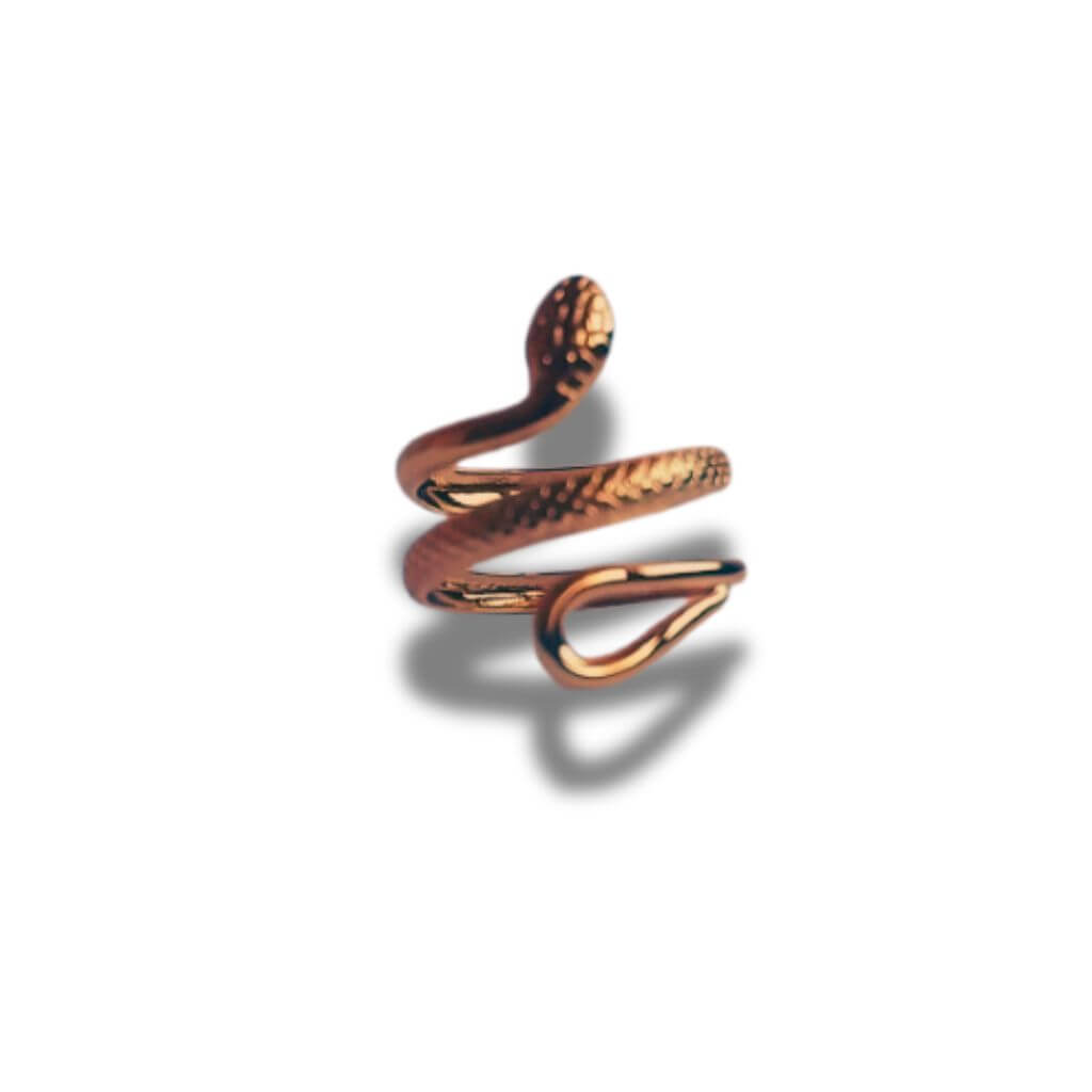 Anillo Serpiente en acero inoxidable bañado en oro de 18kt, diseño ajustable con estilo gótico y boho chic. Ideal para festivales y el año chino de la serpiente mujer.