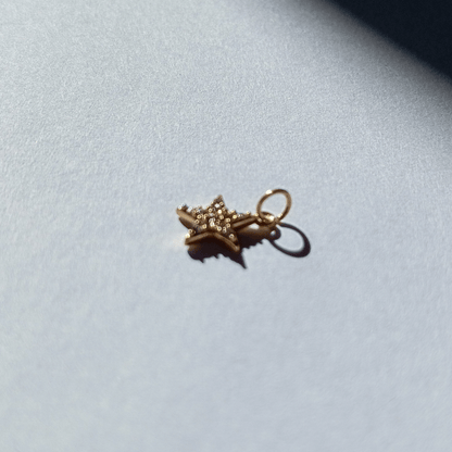 Colgante con  Forma De Estrella con cristales blanco Elaborada en Acero Inoxidable 304 Recubrimiento PVD  y Bañada  En Oro Auténtico Colgante Accesorios De Joyería hhedderich joyeria España-3