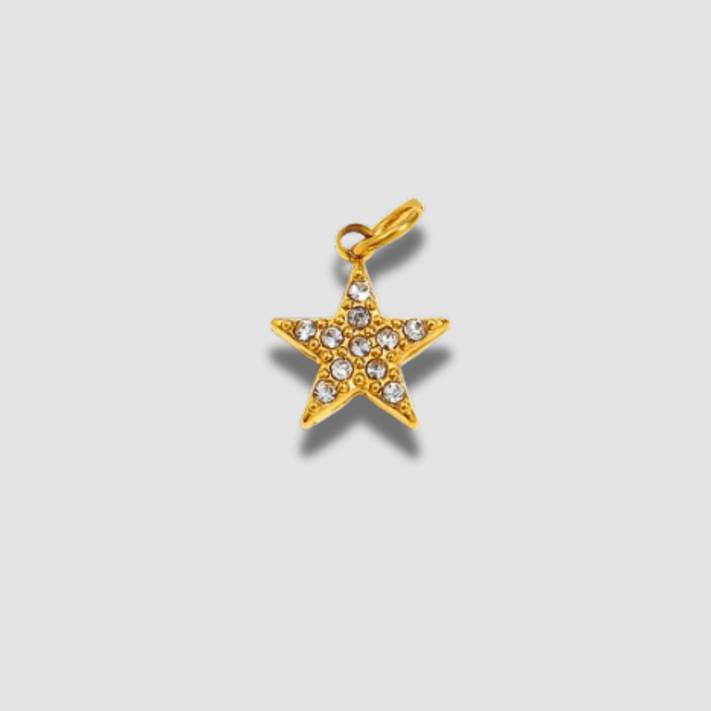 Colgante con  Forma De Estrella con cristales blanco Elaborada en Acero Inoxidable 304 Recubrimiento PVD  y Bañada  En Oro Auténtico Colgante Accesorios De Joyería hhedderich joyeria España-4
