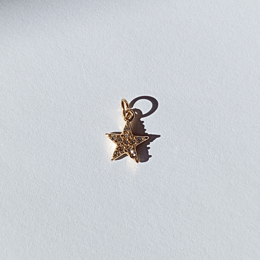 Colgante con  Forma De Estrella con cristales blanco Elaborada en Acero Inoxidable 304 Recubrimiento PVD  y Bañada  En Oro Auténtico Colgante Accesorios De Joyería hhedderich joyeria España