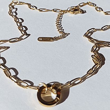 Collar Base de Cadena con Clip delantero Circular de Cierre retaible de Acero Inoxidable bañado en oro. Perfecto para agrupar charms de joyeria hhedderich en España-5