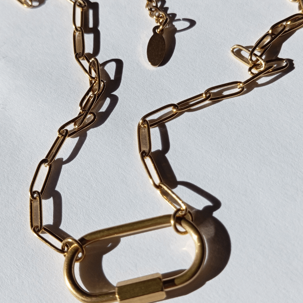 Collar Base de Cadena con Clip delantero Circular de Cierre retaible de Acero Inoxidable bañado en oro. Perfecto para agrupar charms de joyeria hhedderich en España -7