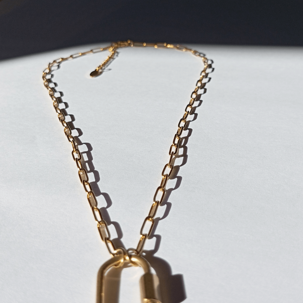 Collar Base de Cadena con Clip delantero Circular de Cierre retaible de Acero Inoxidable bañado en oro. Perfecto para agrupar charms de joyeria hhedderich en España-5