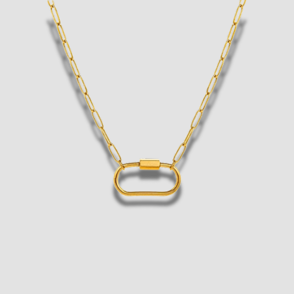 Collar Base de Cadena con Clip delantero Circular de Cierre retaible de Acero Inoxidable bañado en oro. Perfecto para agrupar charms de joyeria hhedderich en España-1