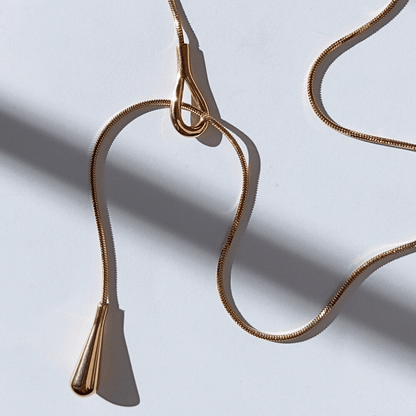 Collar Largo De Gota De Agua Para Mujer Elegante Cadena De Acero Inoxidable Minimalista hhedderich-4