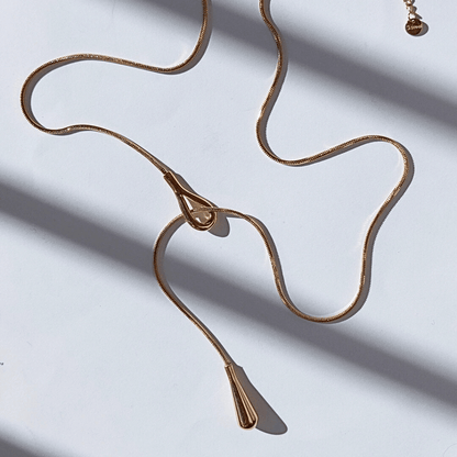 Collar Largo De Gota De Agua Para Mujer Elegante Cadena De Acero Inoxidable Minimalista hhedderich-5