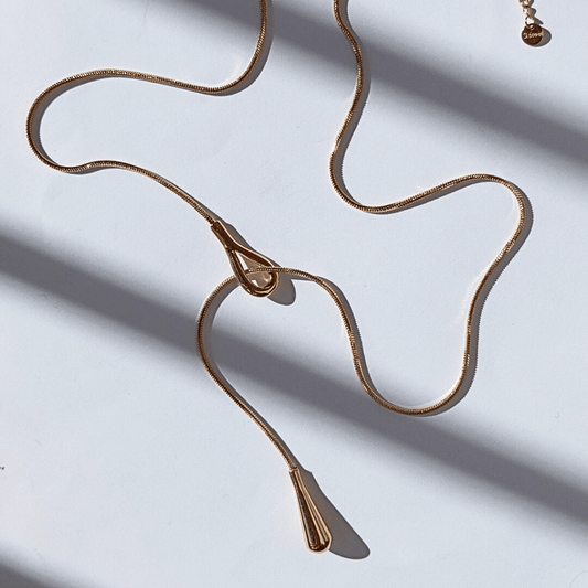 Collar Largo De Gota De Agua Para Mujer Elegante Cadena De Acero Inoxidable Minimalista hhedderich-5