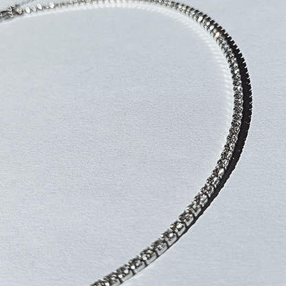 Collar Tipo Tenis con Mini Cristales y Acero Inoxidable Plateado de estilo simple Bello color gris acero y cristales de circones blancos de la joyeria de Acero hhedderich en España-2