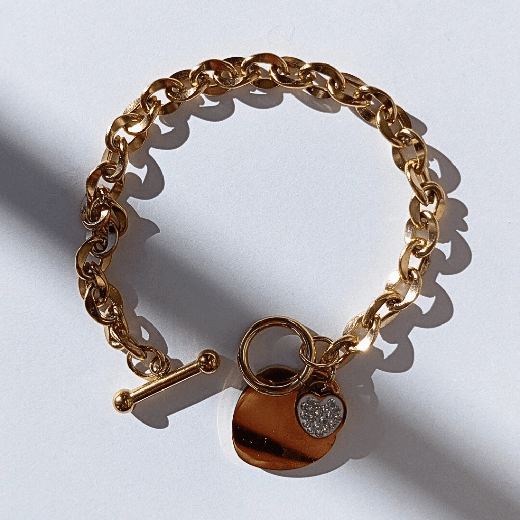Pulsera Colgante De Corazón Romántico De Acero Inoxidable 18K hhedderich-3