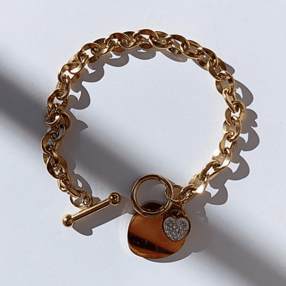 Pulsera Colgante De Corazón Romántico De Acero Inoxidable 18K hhedderich-3