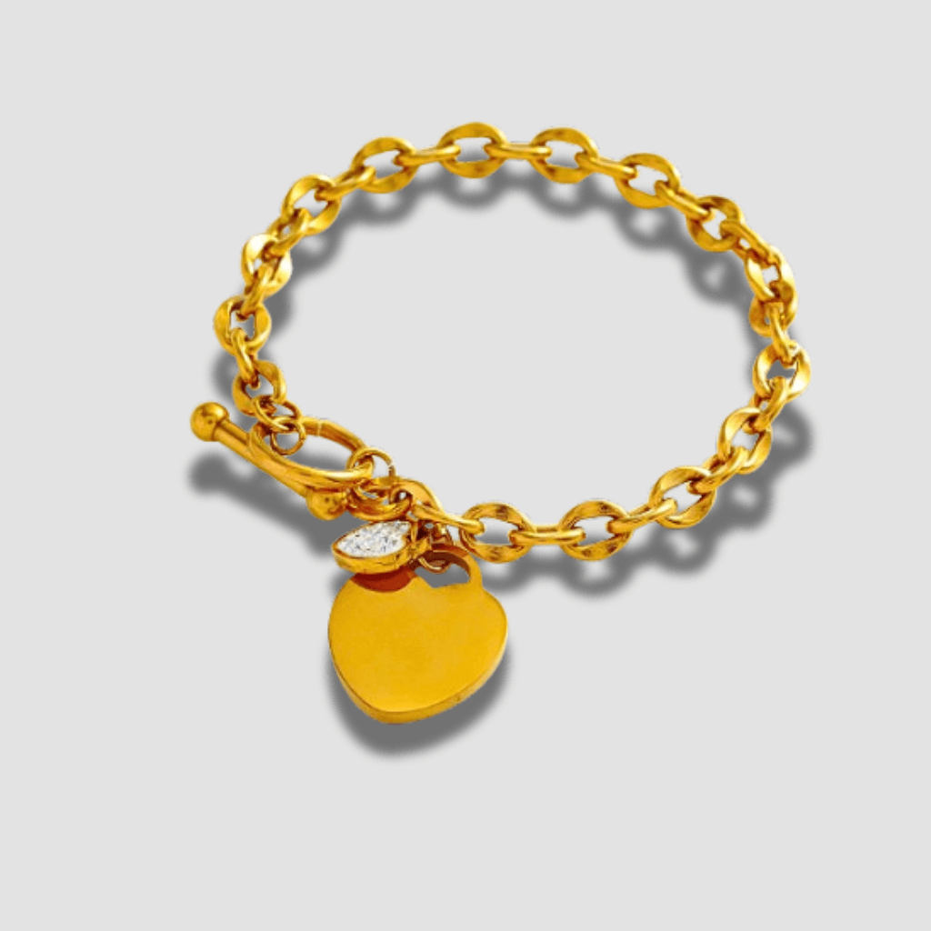 Pulsera Colgante De Corazón Romántico De Acero Inoxidable 18K hhedderich