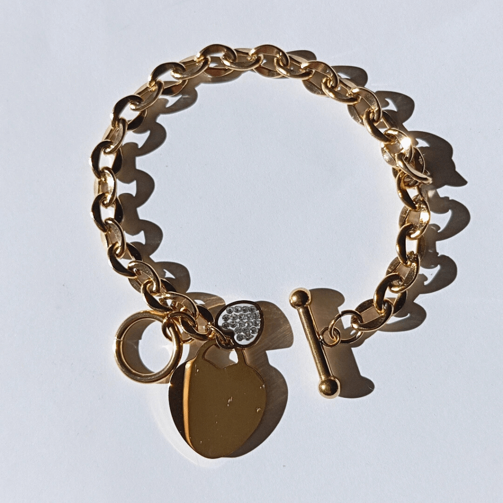 Pulsera Colgante De Corazón Romántico De Acero Inoxidable 18K hhedderich-4