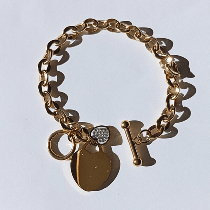 Pulsera Colgante De Corazón Romántico De Acero Inoxidable 18K hhedderich-4