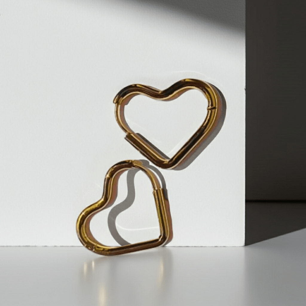 Estos pendientes en forma de corazón están fabricados en acero inoxidable 201 y cuentan con un chapado en oro de 18k 5