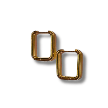 Pendientes aro Rectangulares cierre clip dorado fondo muy blanco