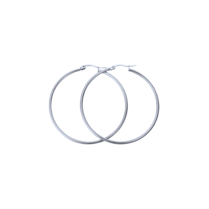 Imagen Pendientes Aro Acero Plateado Hilo Fino 3cm fondo blanco 2