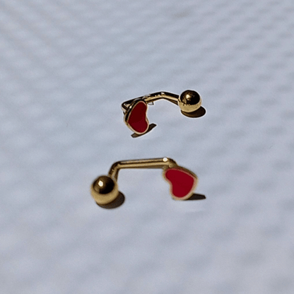 Pendientes Doble Bolita Corazón Rojo&nbsp;