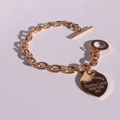 Pulsera Eslabon Colgante Corazón Acero Titanio