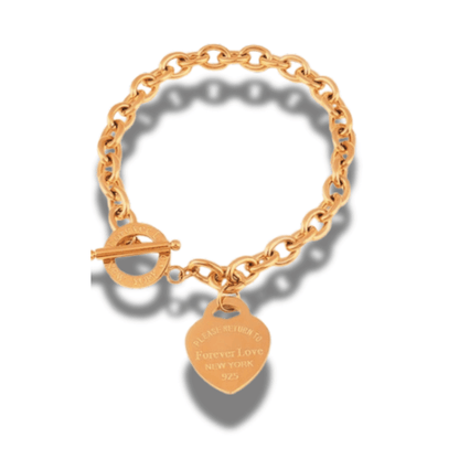 Pulsera Eslabon Colgante Corazón Acero Titanio