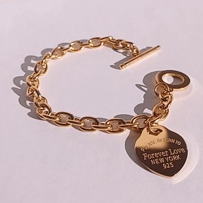 Pulsera Eslabon Colgante Corazón Acero Titanio