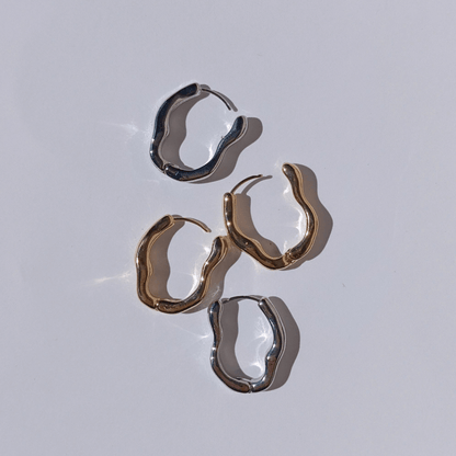 Juego de Pendientes de aro Irregulares plateados y dorados