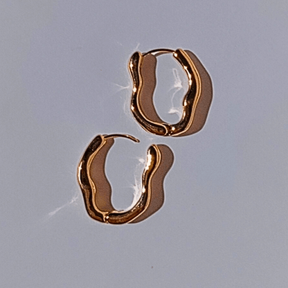 Pendientes de aro Irregulares dorado acero inox